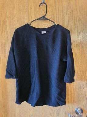 Chico's Black Textured Short-Sleeve Knit Top